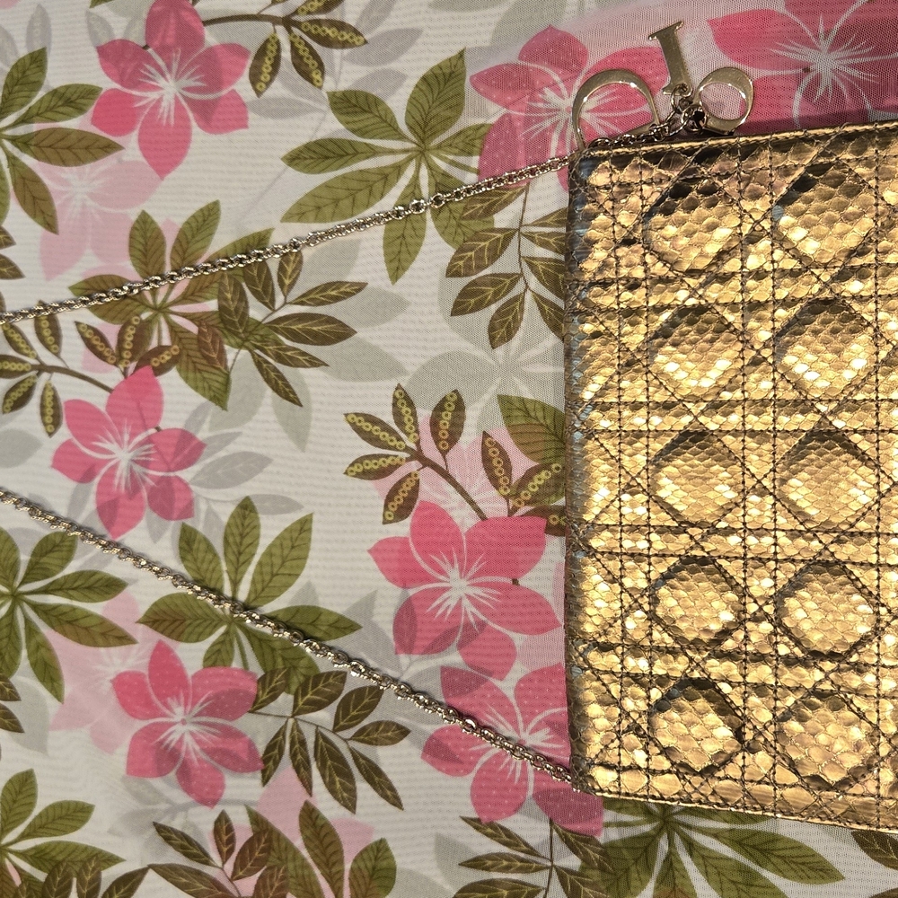 Dior Metallic Gold Clutch with Chain